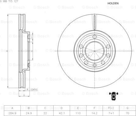 BOSCH 0 986 T15 127 - Discofreno autozon.pro