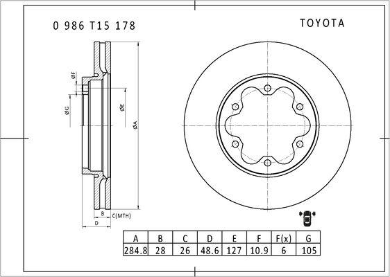 BOSCH 0 986 T15 178 - Discofreno autozon.pro