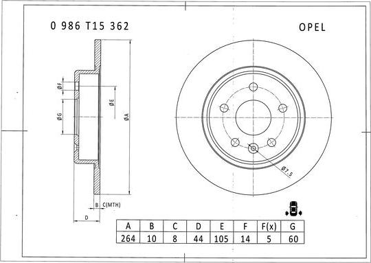 BOSCH 0 986 T15 362 - Discofreno autozon.pro