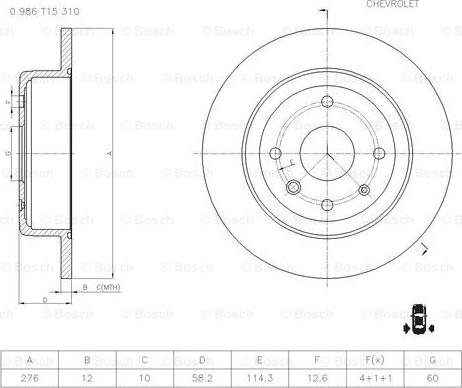 BOSCH 0 986 T15 310 - Discofreno autozon.pro