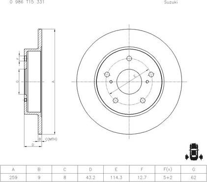 BOSCH 0 986 T15 331 - Discofreno autozon.pro