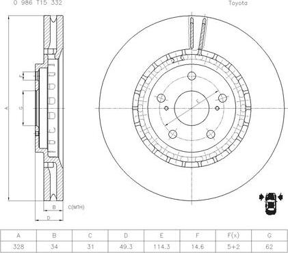 BOSCH 0 986 T15 332 - Discofreno autozon.pro