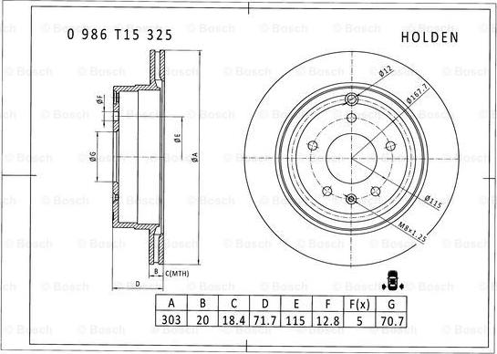 BOSCH 0 986 T15 325 - Discofreno autozon.pro