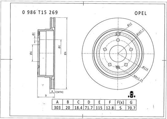 BOSCH 0 986 T15 269 - Discofreno autozon.pro