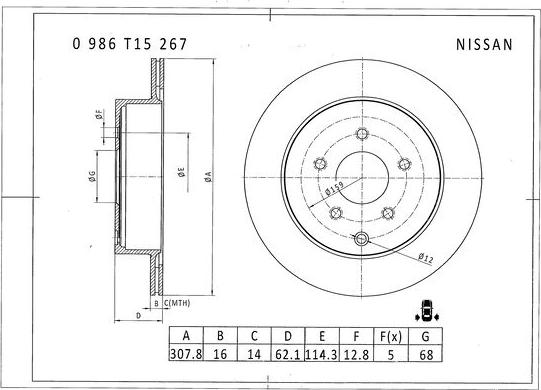 BOSCH 0 986 T15 267 - Discofreno autozon.pro