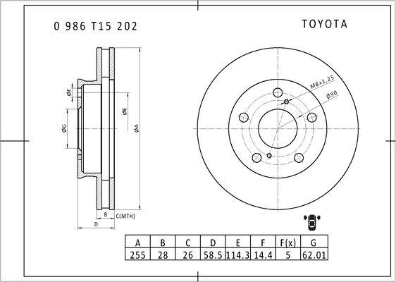 BOSCH 0 986 T15 202 - Discofreno autozon.pro