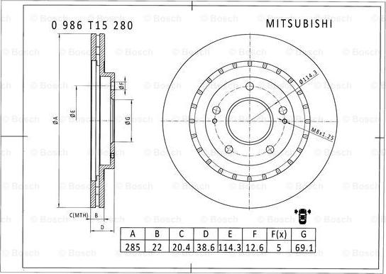 BOSCH 0 986 T15 280 - Discofreno autozon.pro