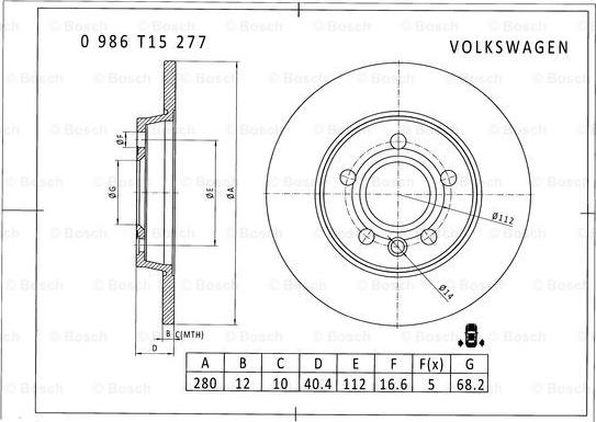 BOSCH 0 986 T15 277 - Discofreno autozon.pro