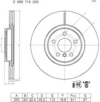 BOSCH 0 986 T16 005 - Discofreno autozon.pro