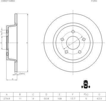 BOSCH 0 986 T16 880 - Discofreno autozon.pro