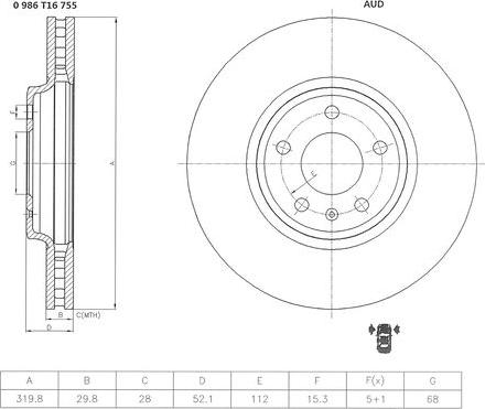 BOSCH 0 986 T16 755 - Discofreno autozon.pro