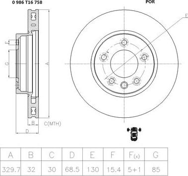 BOSCH 0 986 T16 758 - Discofreno autozon.pro