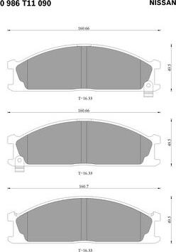 BOSCH 0 986 T11 090 - Kit pastiglie freno, Freno a disco autozon.pro