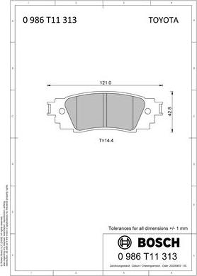 BOSCH 0 986 T11 313 - Kit pastiglie freno, Freno a disco autozon.pro