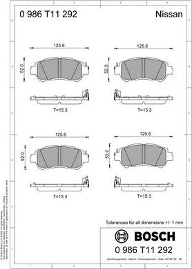 BOSCH 0 986 T11 292 - Kit pastiglie freno, Freno a disco autozon.pro