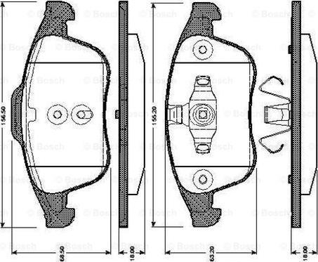 BOSCH 0 986 TB3 064 - Kit pastiglie freno, Freno a disco autozon.pro