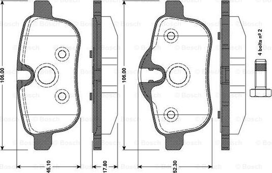 BOSCH 0 986 TB3 100 - Kit pastiglie freno, Freno a disco autozon.pro