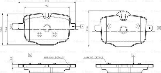 BOSCH 0 986 TB3 135 - Kit pastiglie freno, Freno a disco autozon.pro