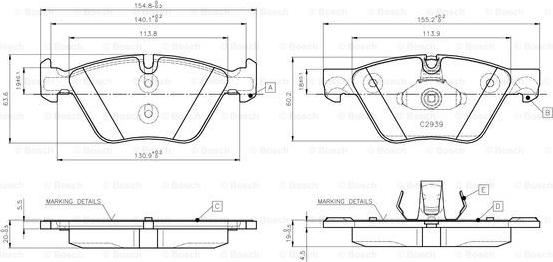 BOSCH 0 986 TB3 138 - Kit pastiglie freno, Freno a disco autozon.pro