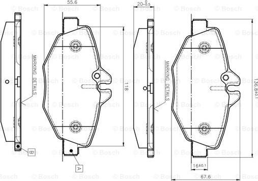 BOSCH 0 986 TB2 450 - Kit pastiglie freno, Freno a disco autozon.pro