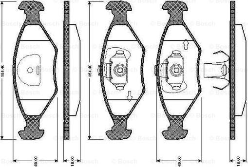 BOSCH 0 986 TB2 605 - Kit pastiglie freno, Freno a disco autozon.pro