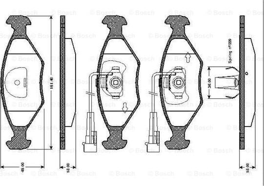 BOSCH 0 986 TB2 156 - Kit pastiglie freno, Freno a disco autozon.pro