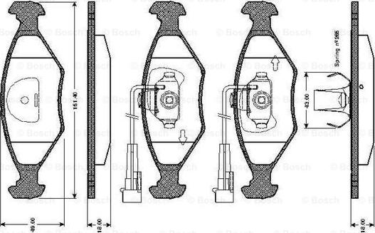 BOSCH 0 986 TB2 157 - Kit pastiglie freno, Freno a disco autozon.pro