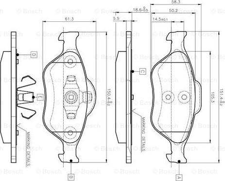 BOSCH 0 986 TB2 812 - Kit pastiglie freno, Freno a disco autozon.pro