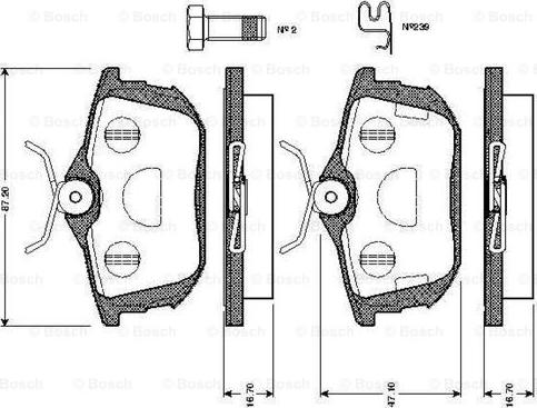 BOSCH 0 986 TB2 299 - Kit pastiglie freno, Freno a disco autozon.pro