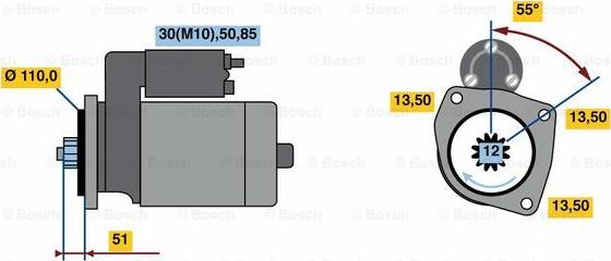 BOSCH 0 001 261 008 - Motorino d'avviamento autozon.pro