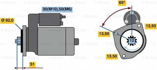 BOSCH 0 001 261 002 - Motorino d'avviamento autozon.pro