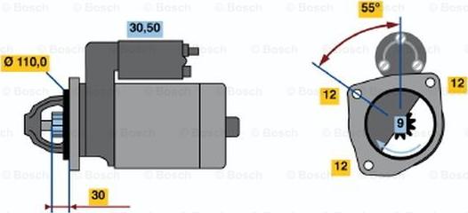 BOSCH 0 986 022 550 - Motorino d'avviamento autozon.pro