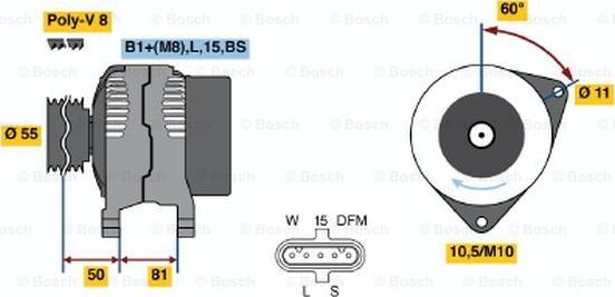 BOSCH 0 124 555 005 - Alternatore autozon.pro