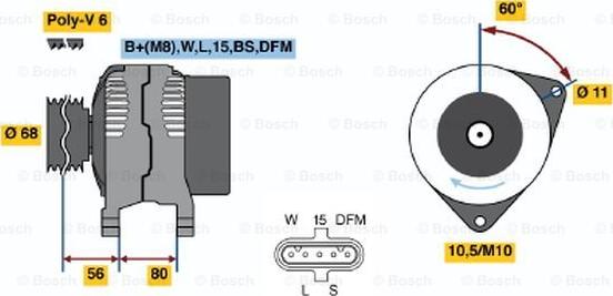 BOSCH 0 124 555 010 - Alternatore autozon.pro