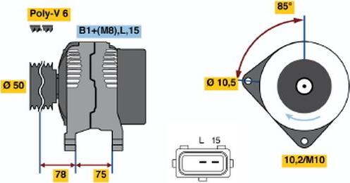 BOSCH 0 124 515 050 - Alternatore autozon.pro