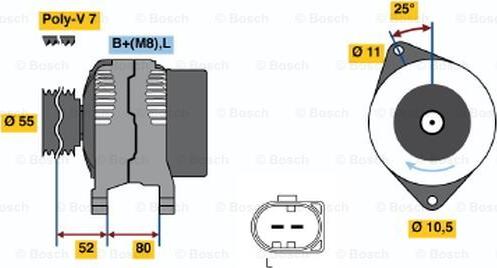 BOSCH 0 124 525 020 - Alternatore autozon.pro