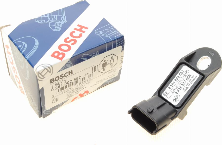 BOSCH 0 281 002 552 - Sensore, Pressione collettore d'aspirazione autozon.pro