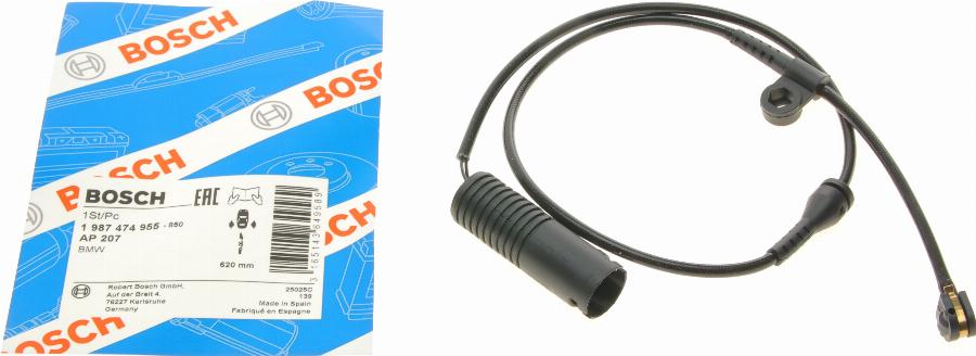 BOSCH 1 987 474 955 - Contatto segnalazione, Usura past. freno / mat. d'attrito autozon.pro