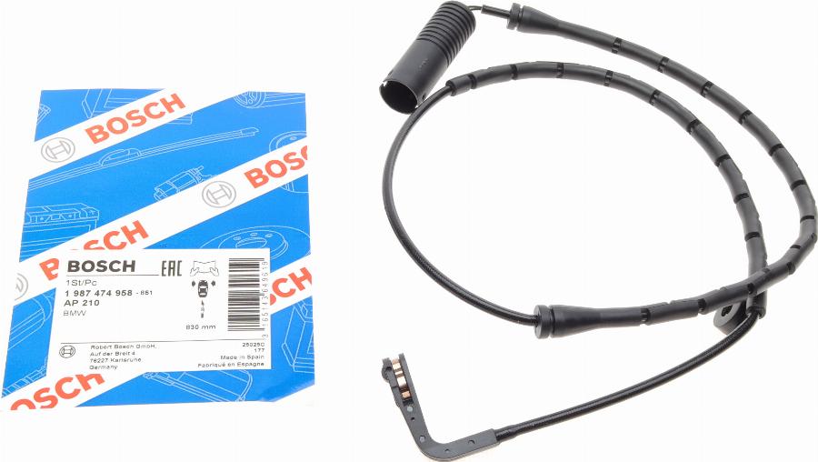 BOSCH 1 987 474 958 - Contatto segnalazione, Usura past. freno / mat. d'attrito autozon.pro