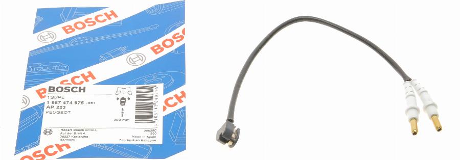 BOSCH 1 987 474 975 - Contatto segnalazione, Usura past. freno / mat. d'attrito autozon.pro