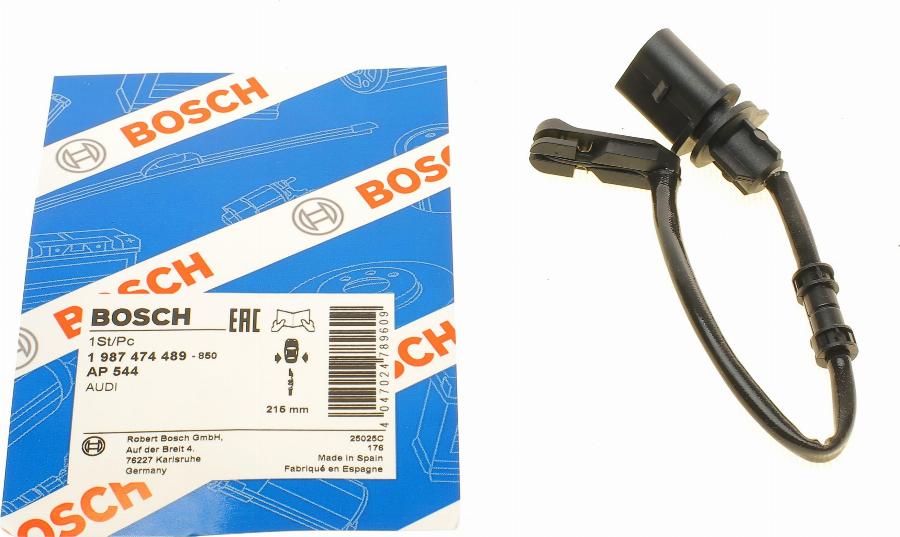 BOSCH 1 987 474 489 - Contatto segnalazione, Usura past. freno / mat. d'attrito autozon.pro