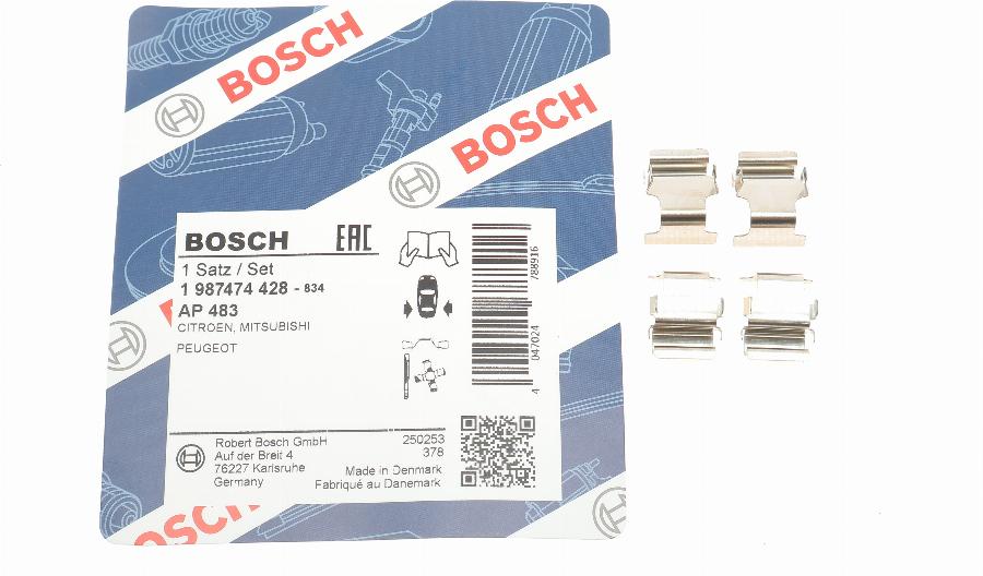 BOSCH 1 987 474 428 - Kit accessori, Pastiglia freno autozon.pro