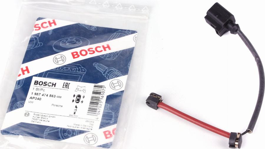 BOSCH 1 987 474 563 - Contatto segnalazione, Usura past. freno / mat. d'attrito autozon.pro