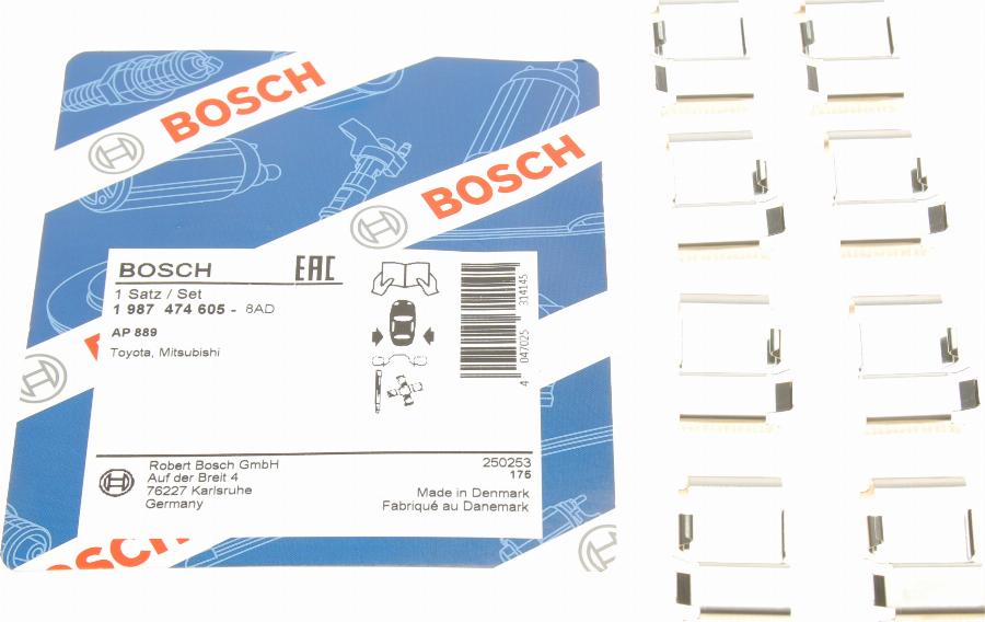 BOSCH 1 987 474 605 - Kit accessori, Pastiglia freno autozon.pro