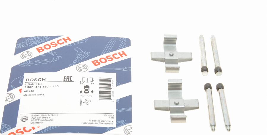 BOSCH 1 987 474 180 - Kit accessori, Pastiglia freno autozon.pro