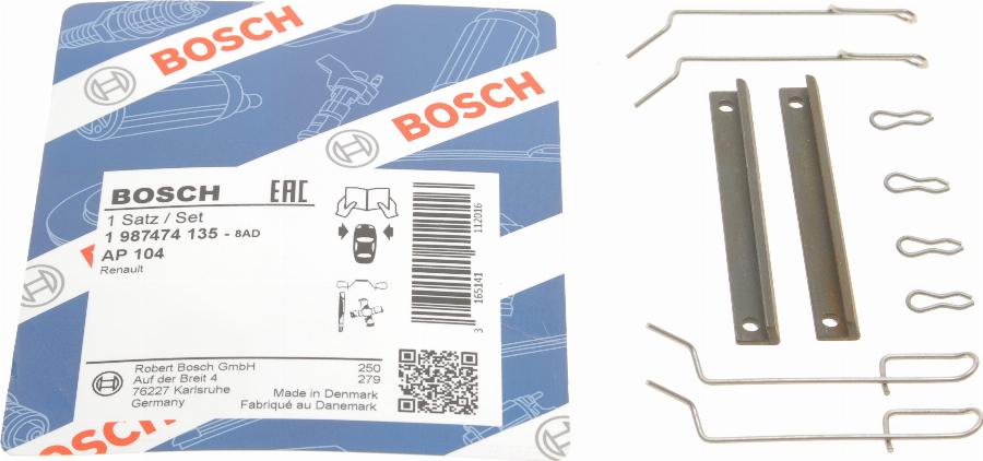 BOSCH 1 987 474 135 - Kit accessori, Pastiglia freno autozon.pro