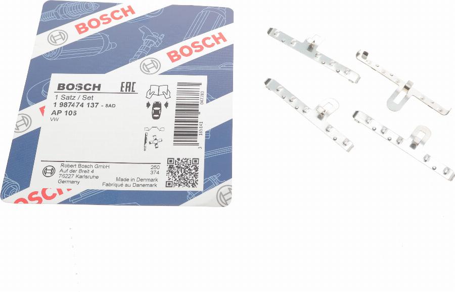 BOSCH 1 987 474 137 - Kit accessori, Pastiglia freno autozon.pro