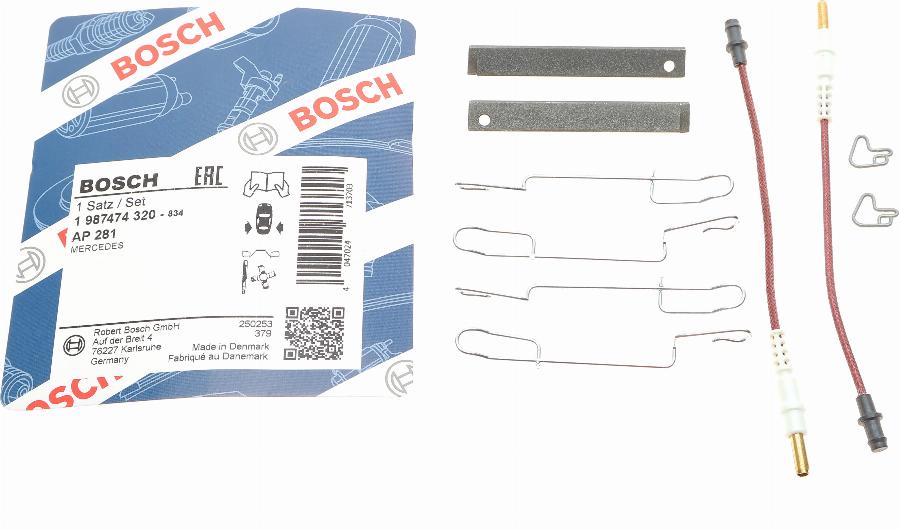 BOSCH 1 987 474 320 - Kit accessori, Pastiglia freno autozon.pro