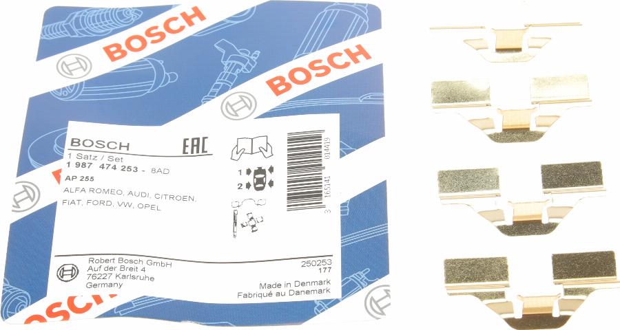 BOSCH 1 987 474 253 - Kit accessori, Pastiglia freno autozon.pro