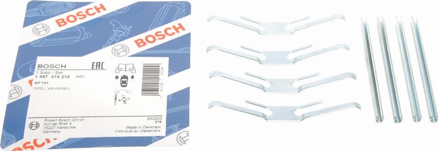 BOSCH 1 987 474 210 - Kit accessori, Pastiglia freno autozon.pro